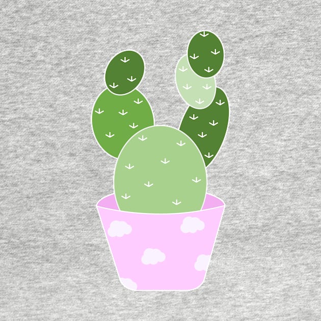 Cute green cactus in a pink pot by Aoxydesign